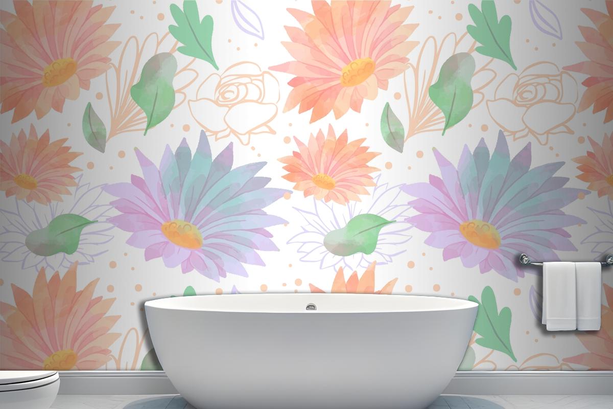 Floral Background With Soft Colors Wallpaper Mural