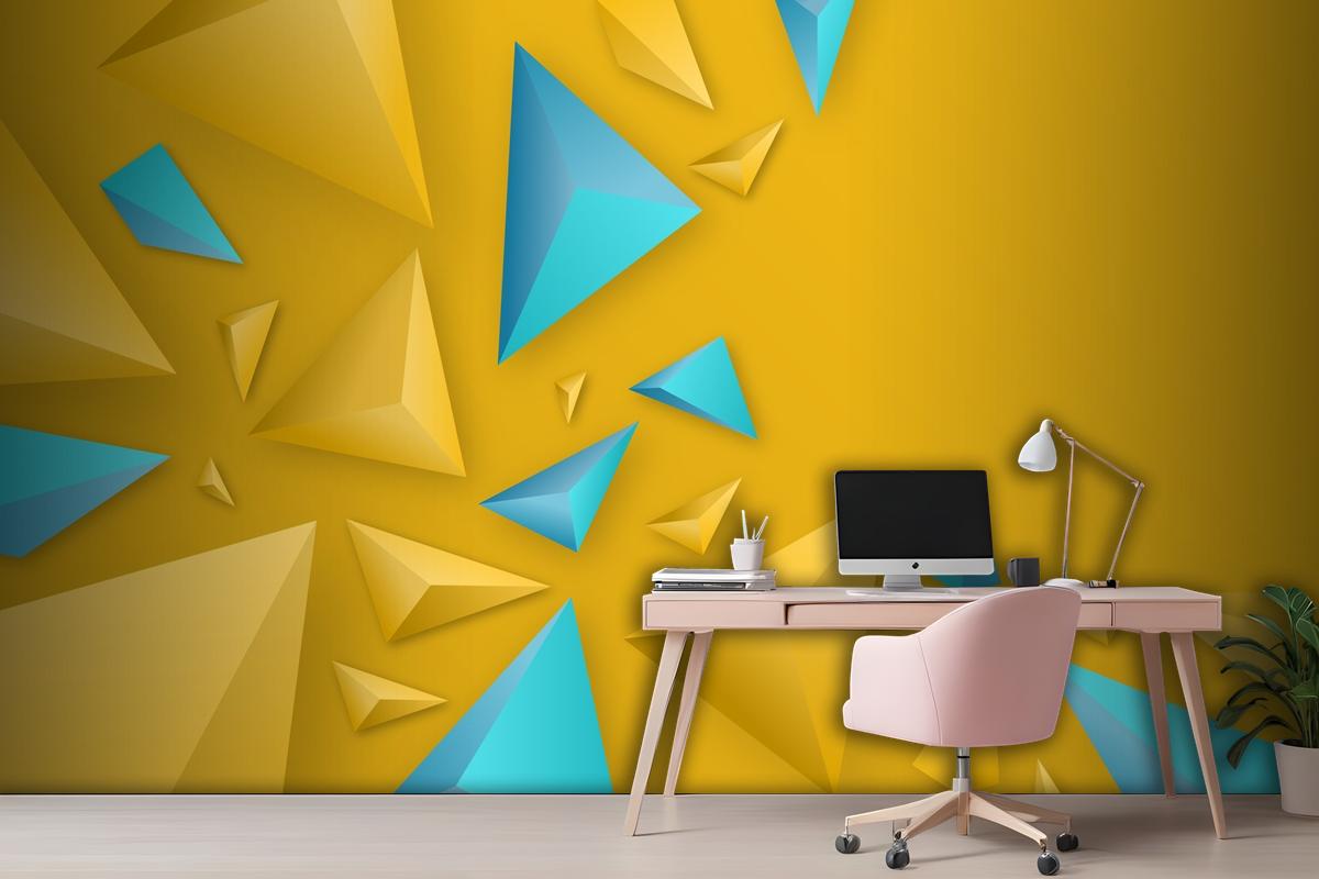 3D Triangle Background With Vivid Colors Wallpaper Mural