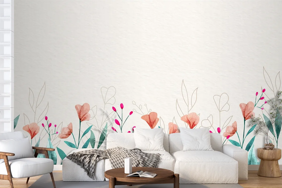 Watercolor Floral Wallpaper Concept Wallpaper Mural