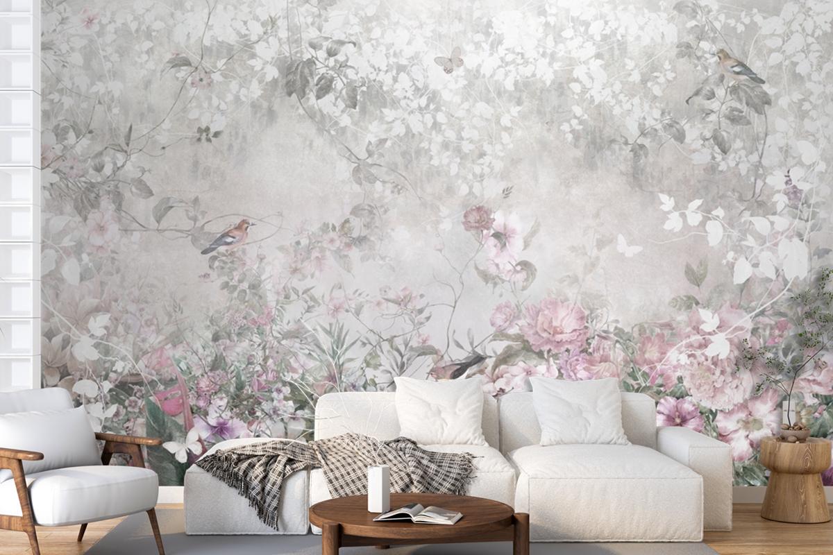 Pink Flowers Wallpaper Mural