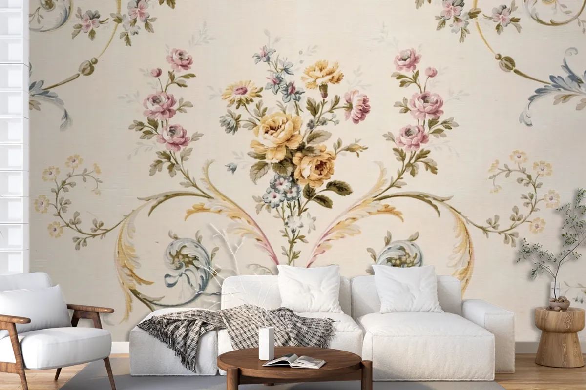 Bed Of Roses Floral Antique Wallpaper Mural