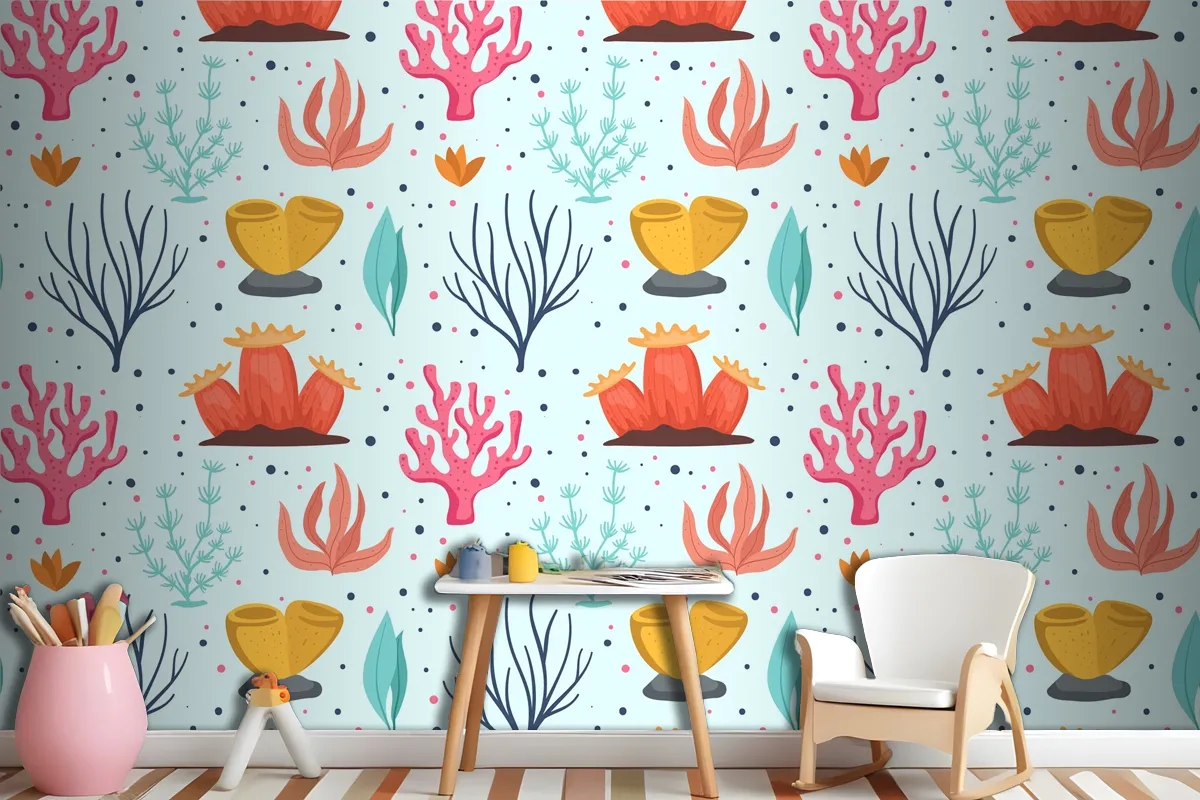 Coral Pattern Collection Concept Wallpaper Mural