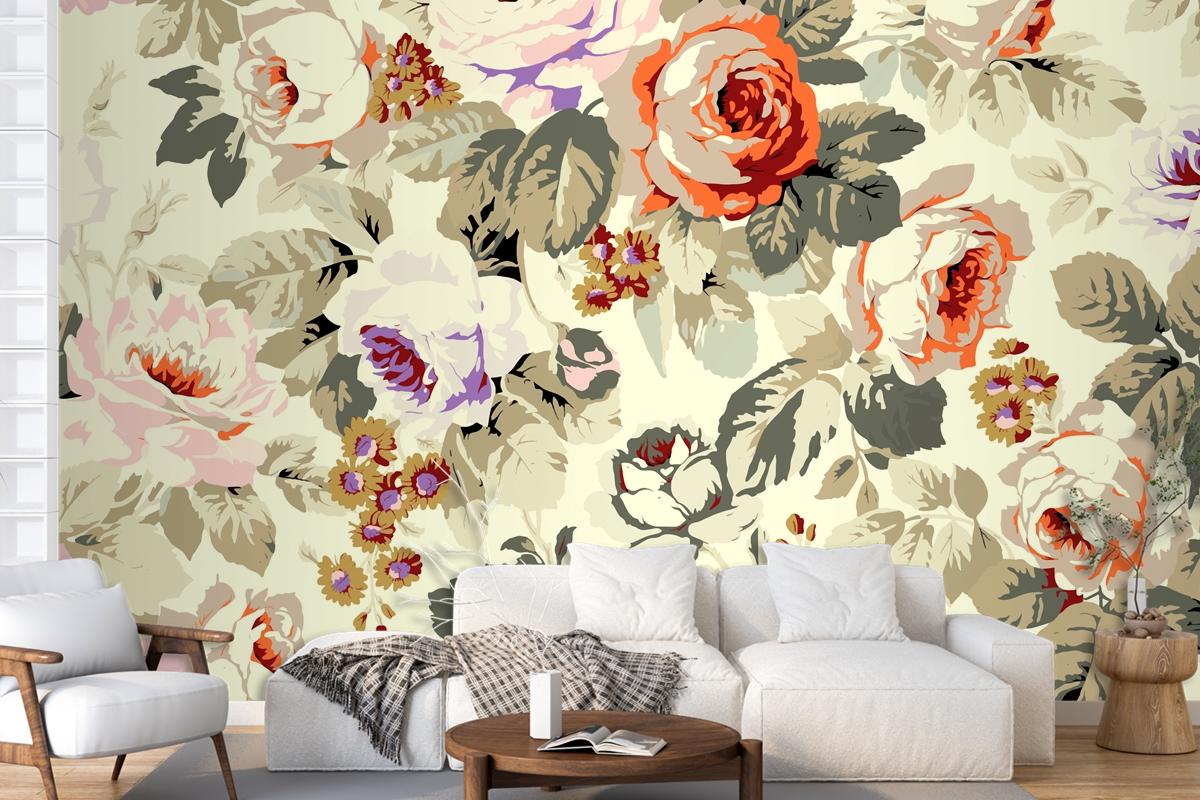 Flowers Repeat Pattern Design Wallpaper Mural