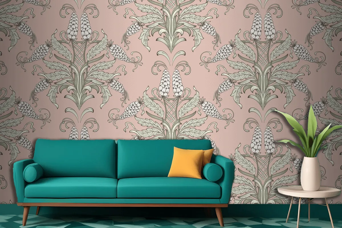 Damask Seamless Emboss Pattern  Wallpaper Mural