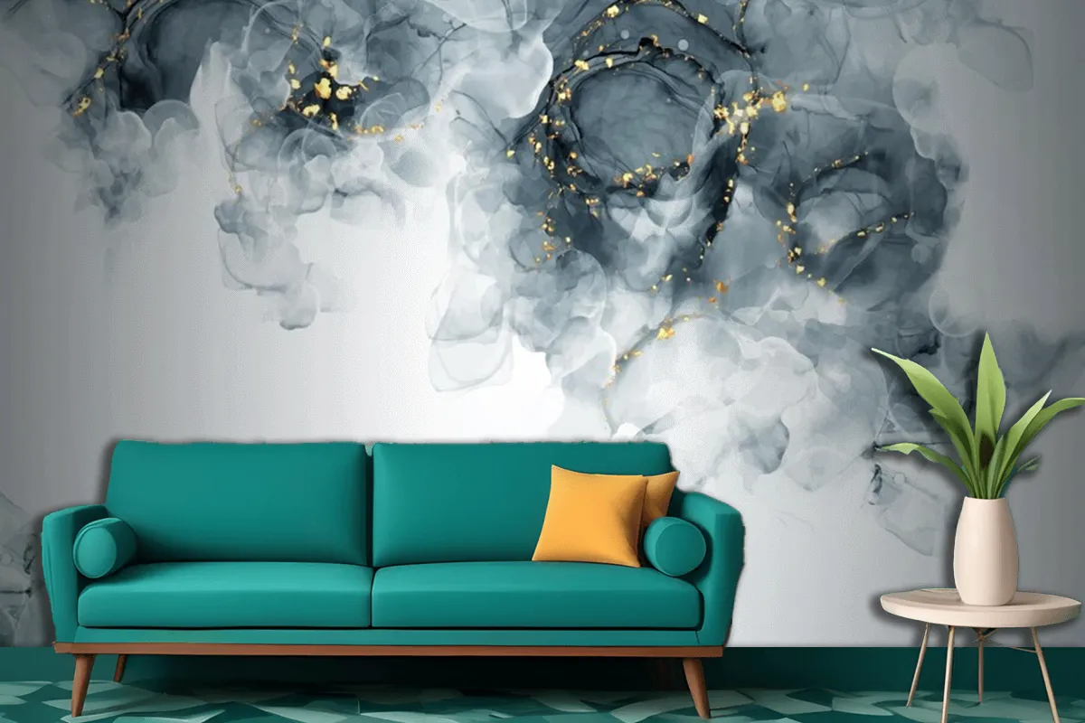 Elegant Hand Painted Alcohol Living Room Wallpaper Mural