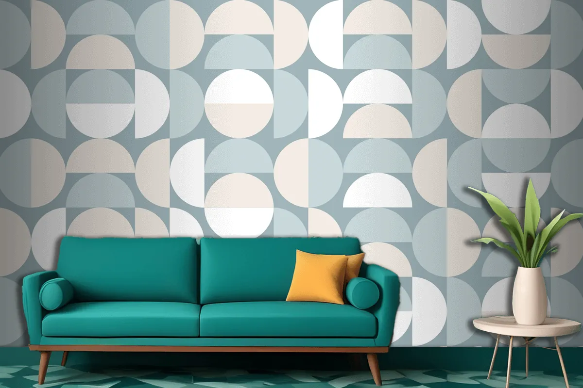 Flat Design Color Blocking Pattern Living Room Wallpaper Mural