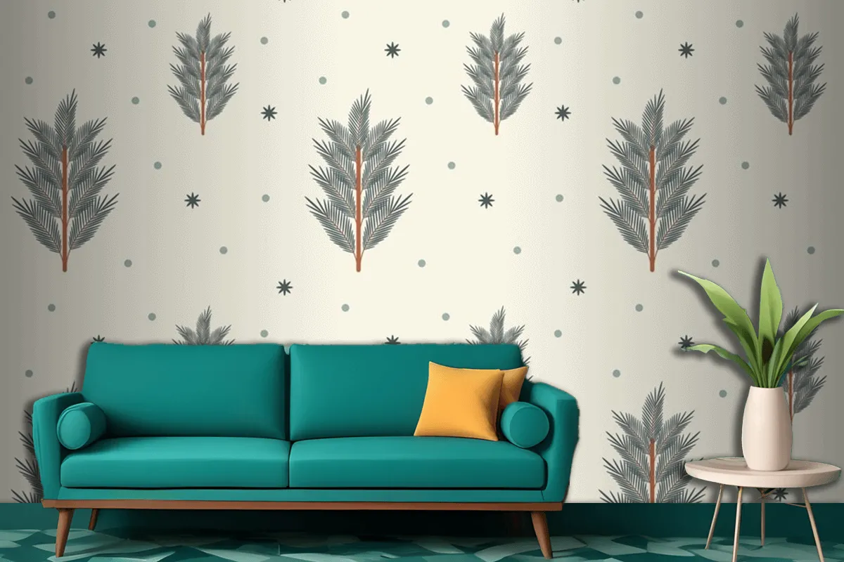 Flat Of Christmas Tree Seamless Pattern Living Room Wallpaper Mural