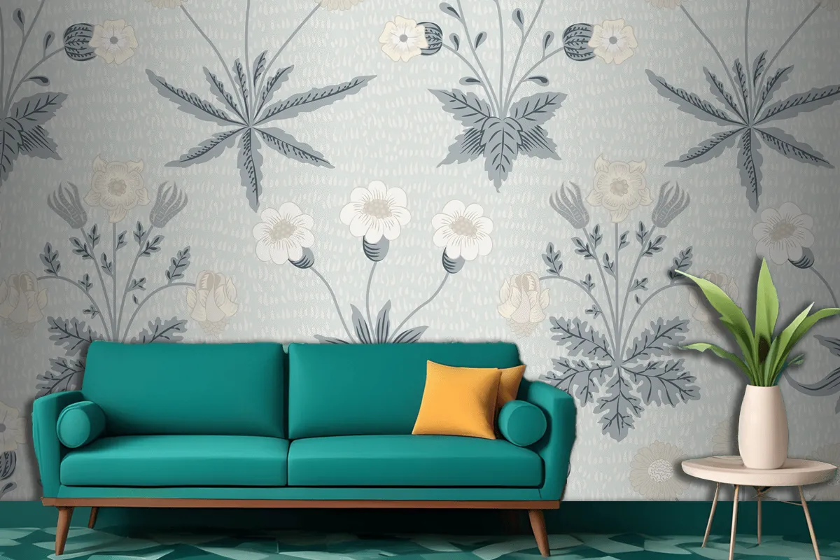 Floral Pattern Design Living Room Wallpaper Mural