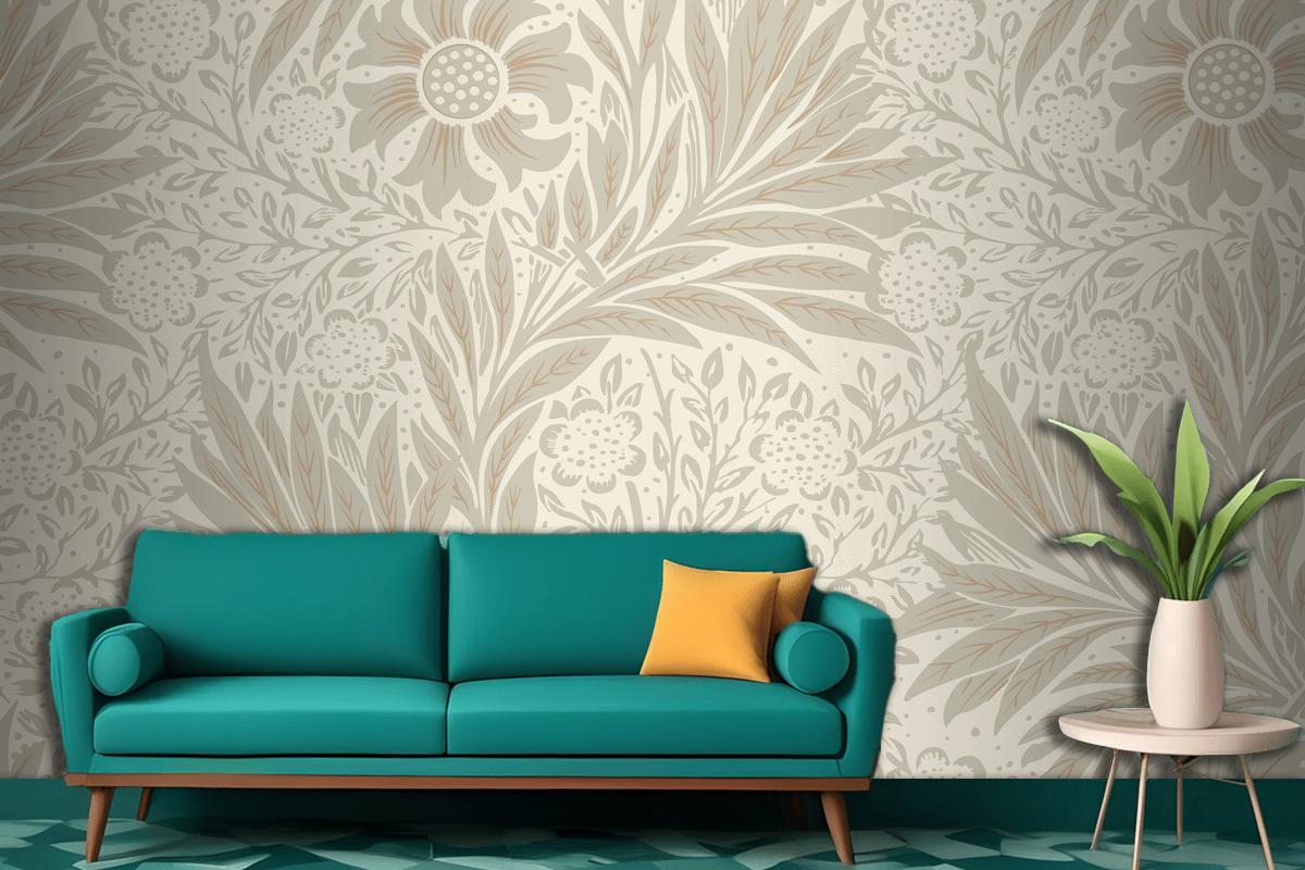 Floral Pattern Living Room Wallpaper Mural