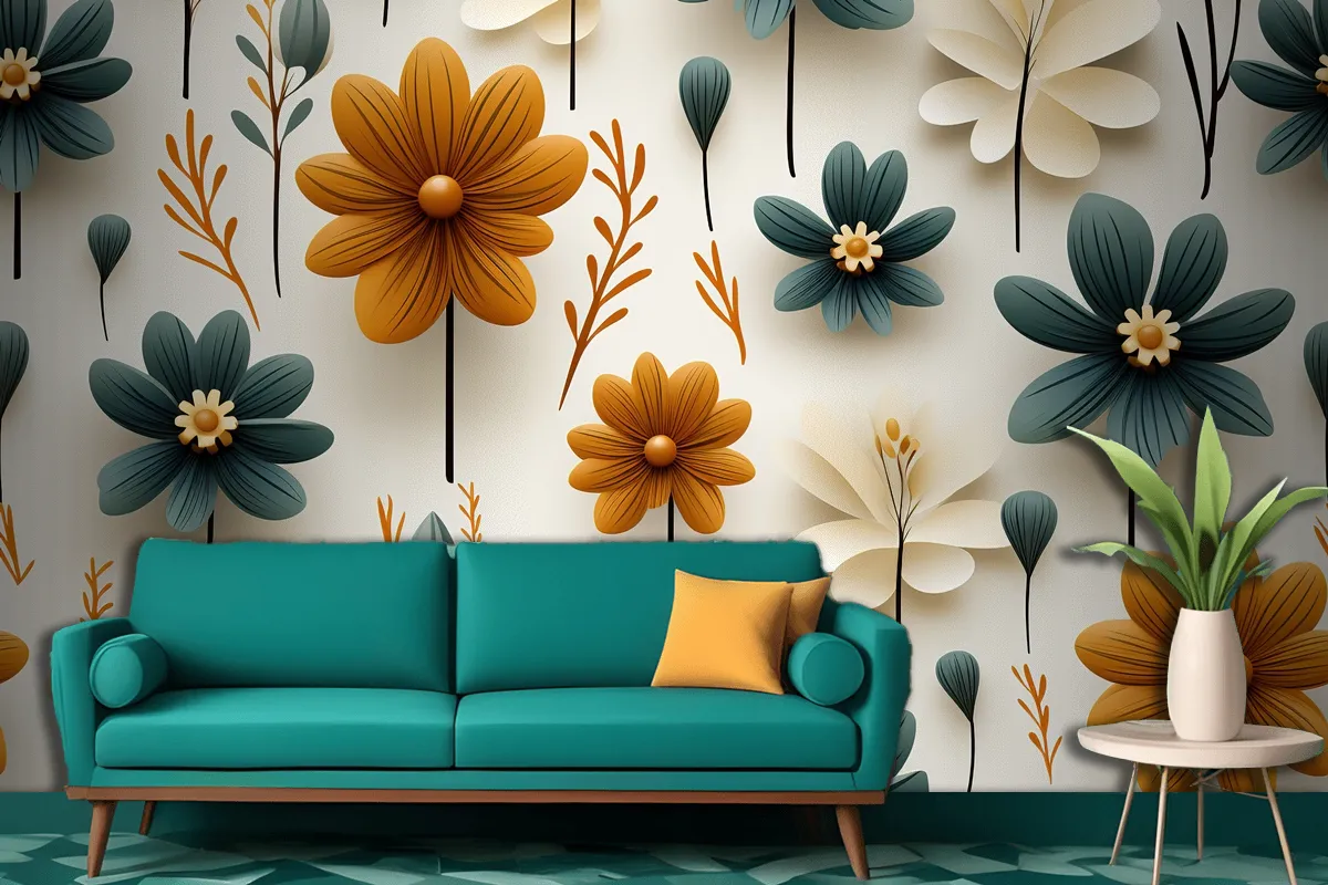 Floral Seamless Pattern Delicate And Vibrant Blooms Wallpaper Mural