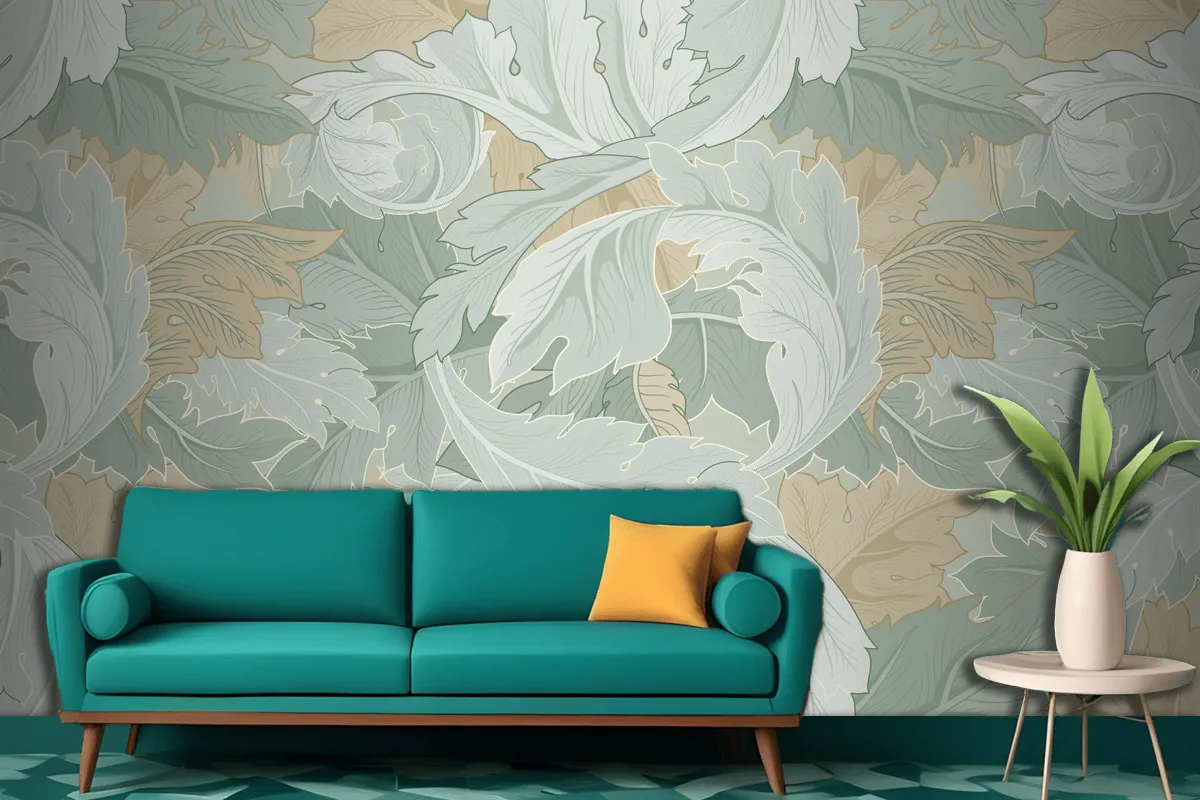 Flower Pattern Living Room Wallpaper Mural