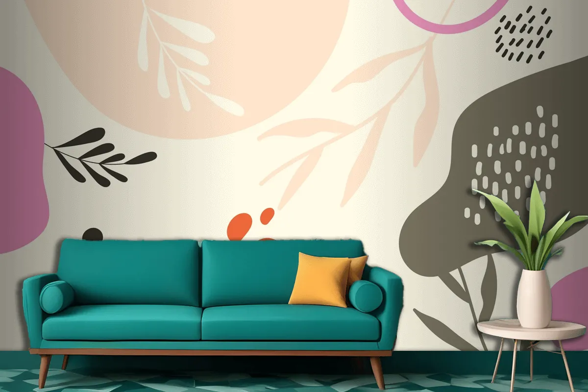 Hand Drawn Flat Design Abstract Doodle Living Room Wallpaper Mural