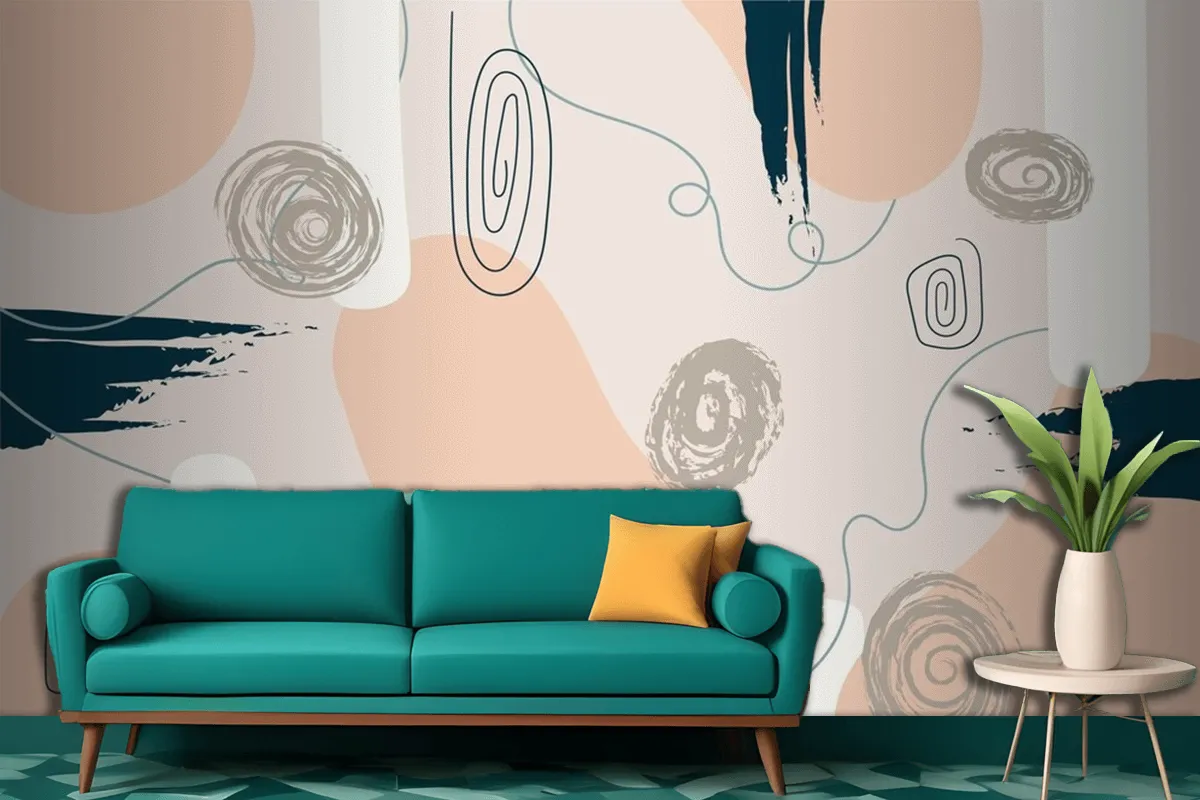 Hand Drawn Minimal Background Living Room Wallpaper Mural