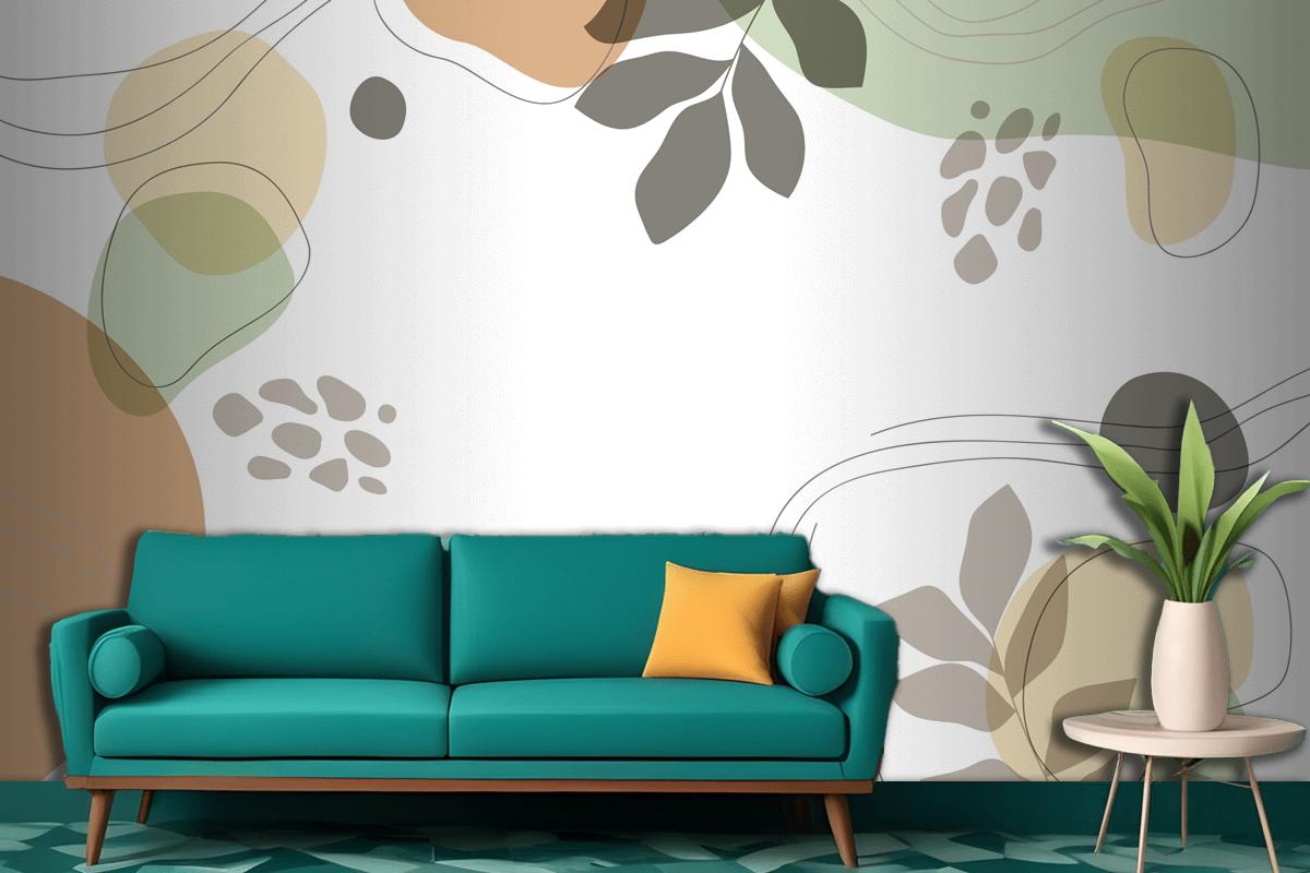 Hand Drawn Minimal Living Room Wallpaper Mural