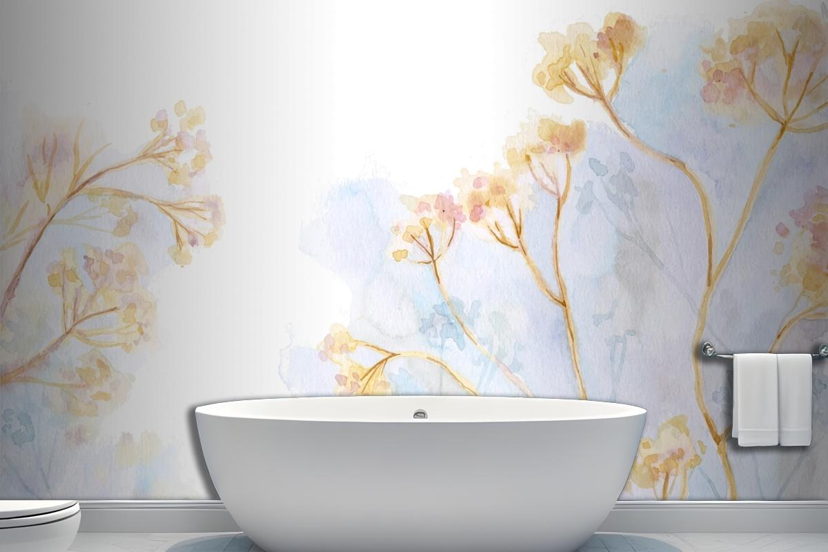 Hand Painted Watercolor Bathroom Wallpaper Mural