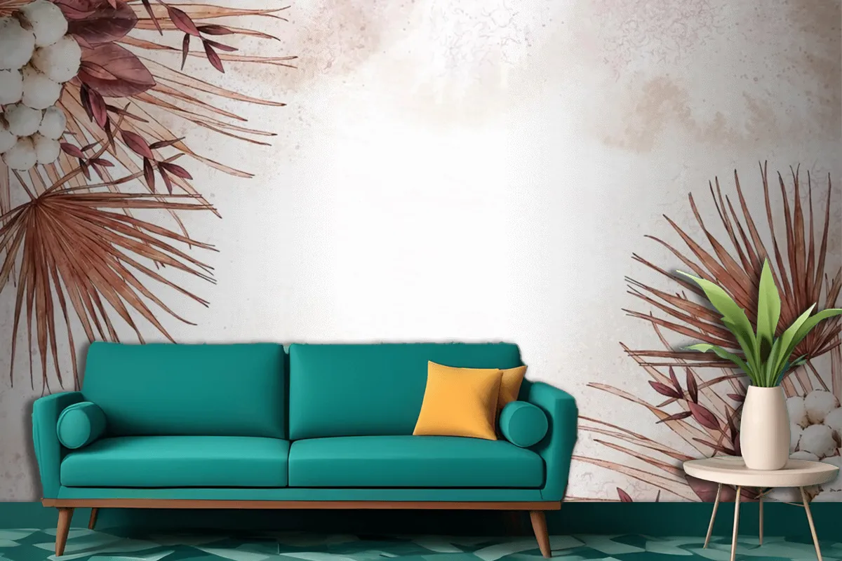 Hand Painted Watercolor Nature Background With Empty Space Living Room Wallpaper