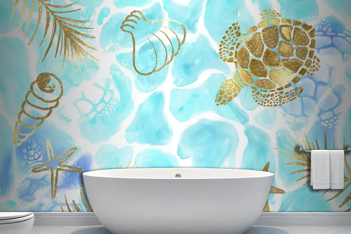 Hand Painted Watercolor Summer Background Bathroom Wallpaper Mural