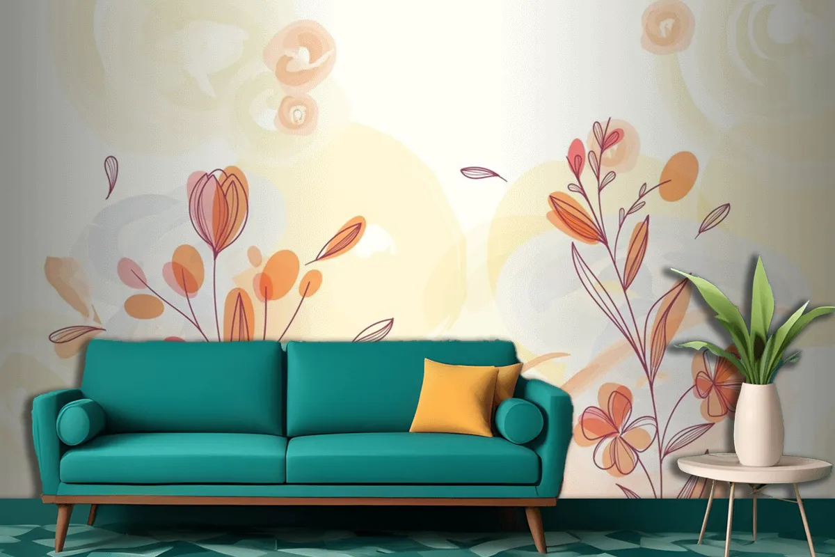 Natural Hand Painted Floral Background Living Room Wallpaper Mural