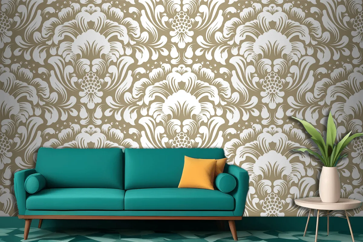 Ornamental Damask Seamless Pattern Wallpaper Mural