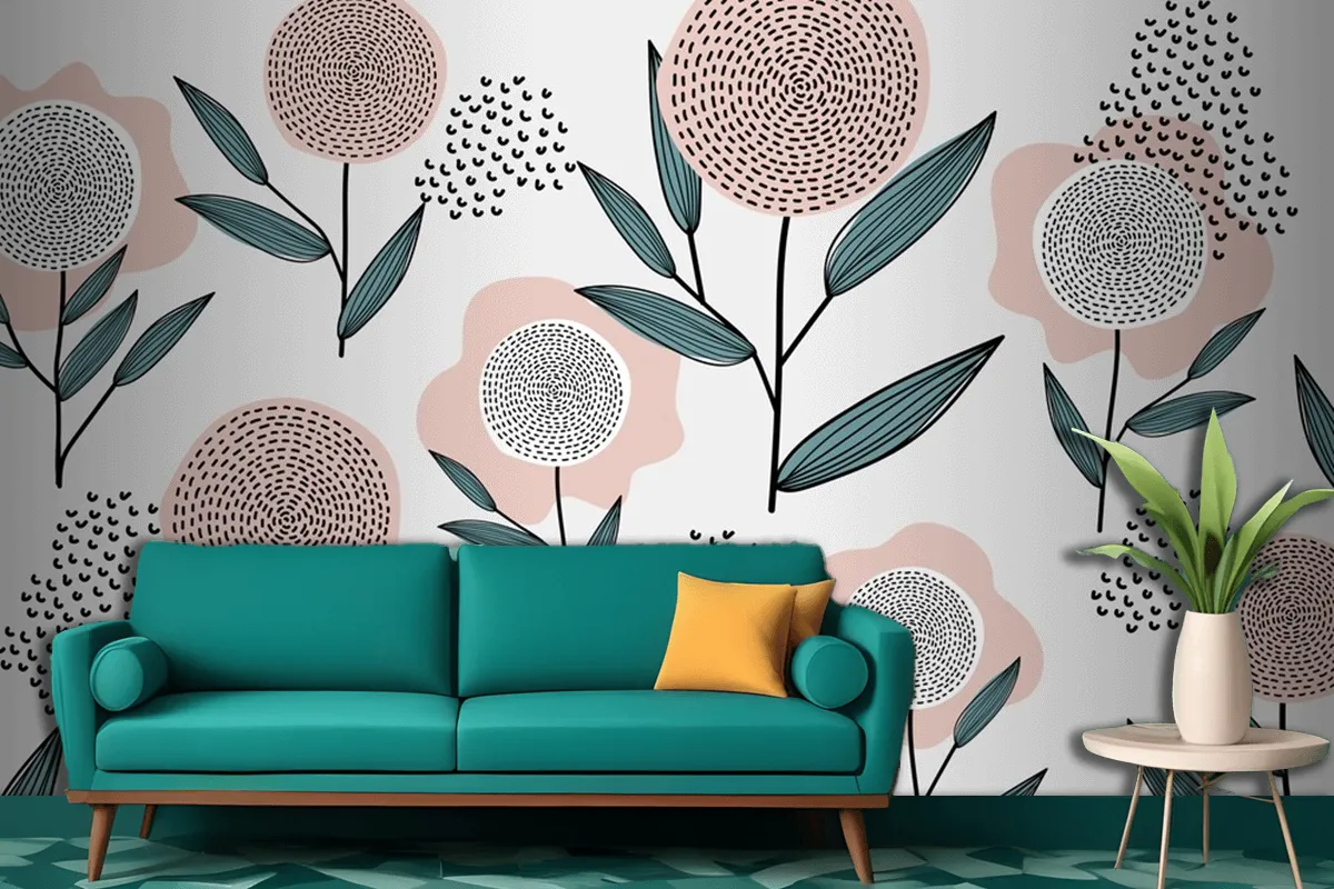 Retro Floral Pattern Living Room Wallpaper Mural