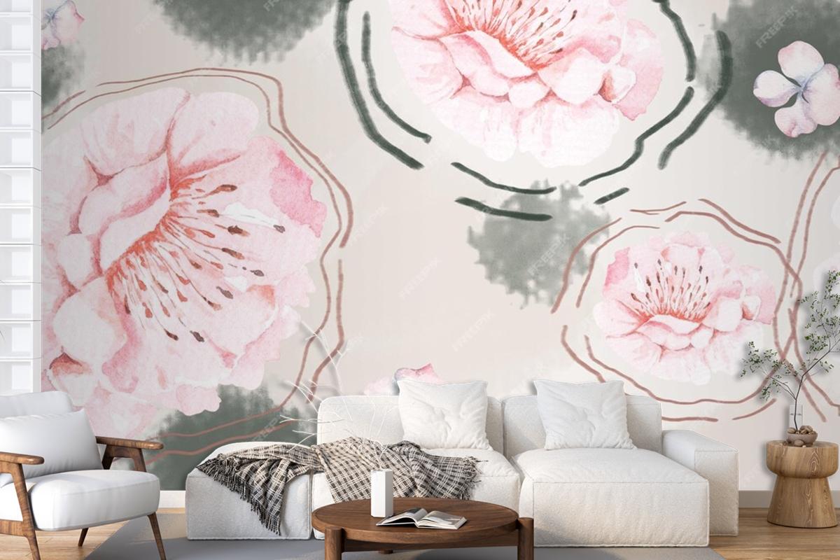 Rose Seamless Pattern With Watercolor For Fabric Living Room Wallpaper Mural