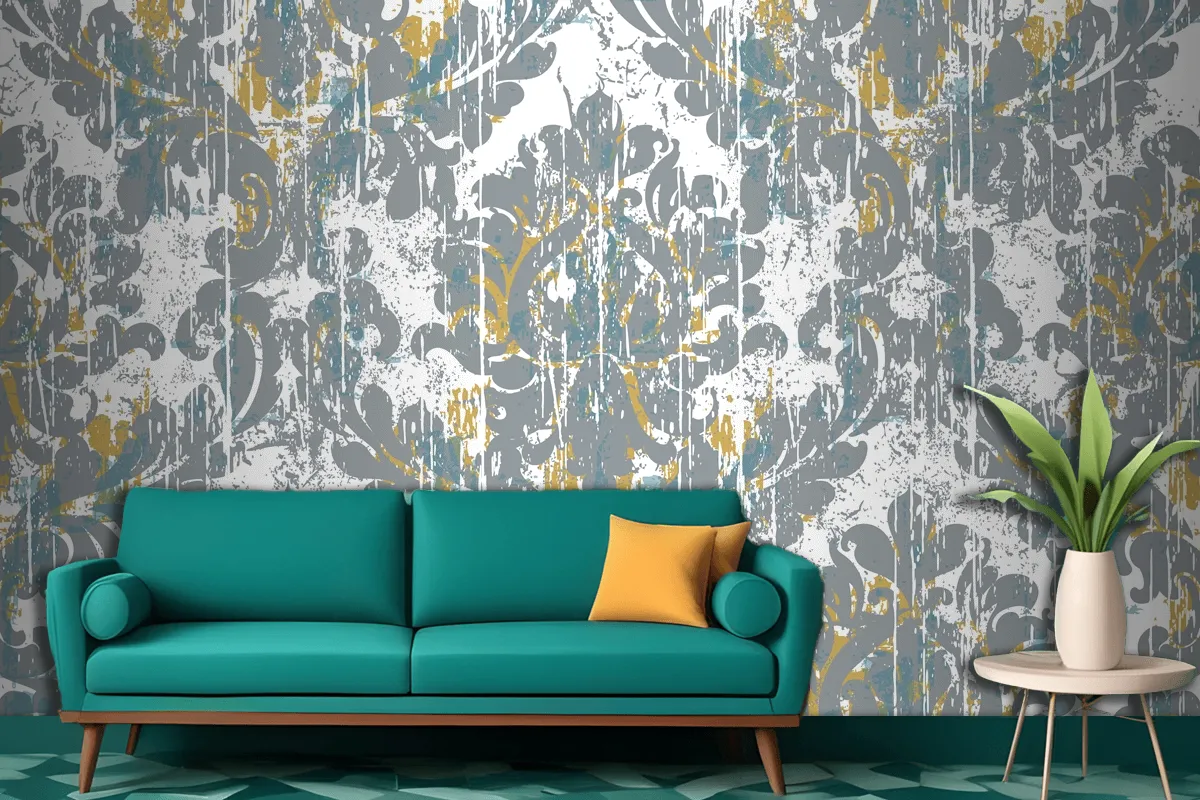 Royal Vintage Grunge Style Damaged Retro Wallpaper Mural