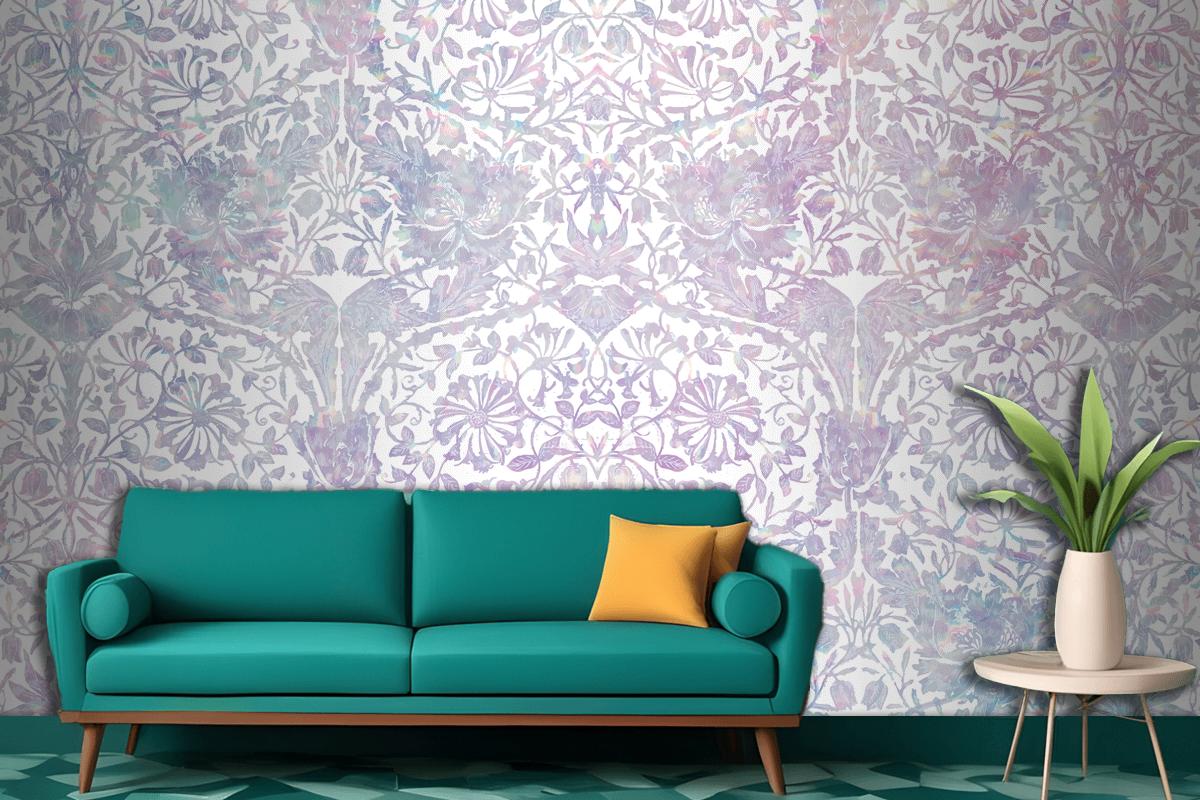 Vintage Floral Holographic Pattern Remix Wallpaper Mural