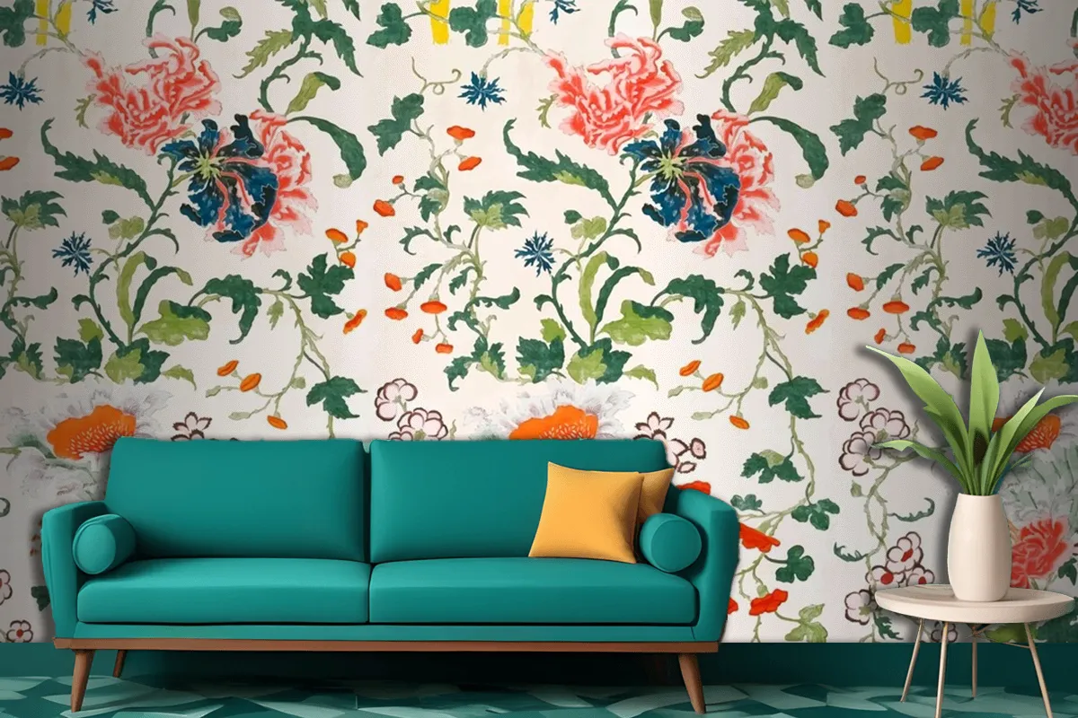 Vintage Floral Pattern Background Living Room Wallpaper Mural