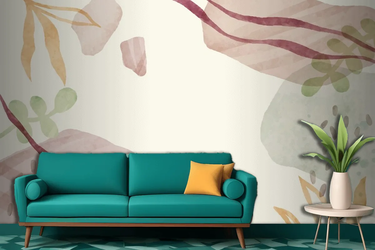 Watercolor Abstract Doodle Background Living Room Wallpaper Mural