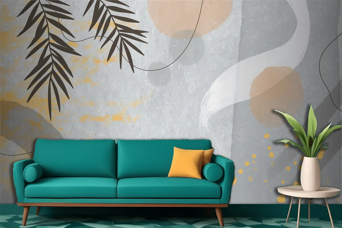 Watercolor Abstract Doodle Living Room Wallpaper Mural