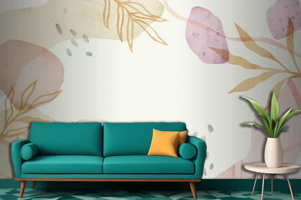 Watercolor Abstract Doodle Wallpaper Mural