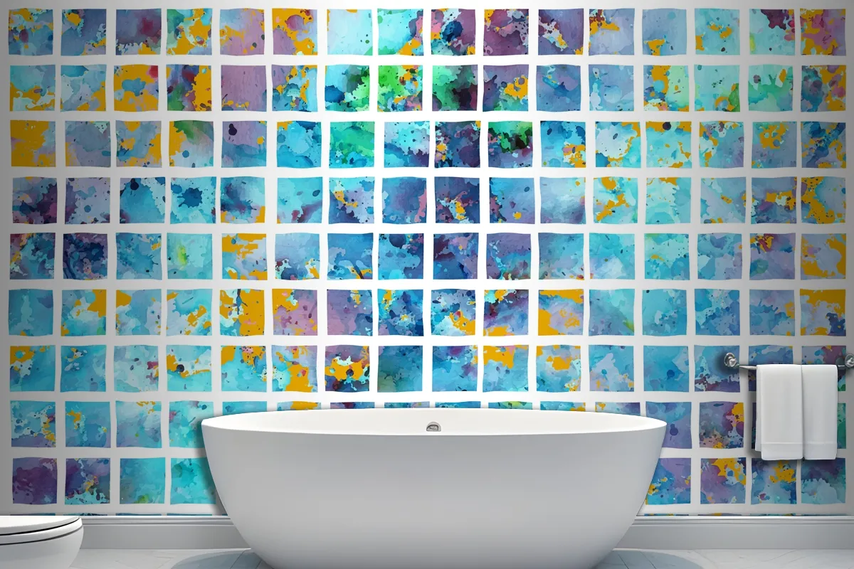 Watercolor Background In Mosaic Style Wallpaper Mural