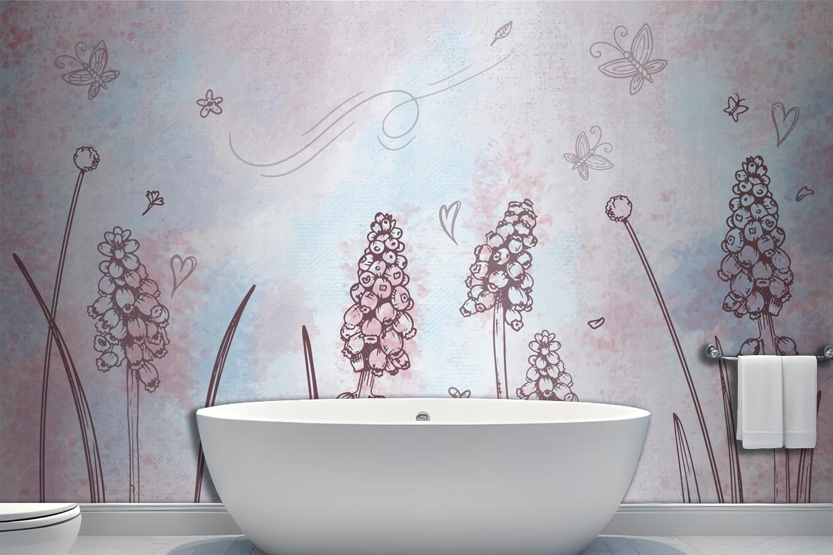 Watercolor Background With Hand Drawn Elements Wallpaper Mural