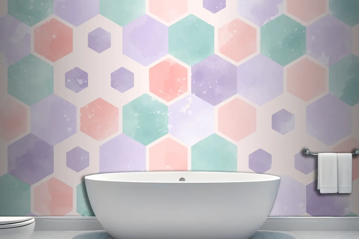 Watercolor Geometric Bathroom Wallpaper Mural