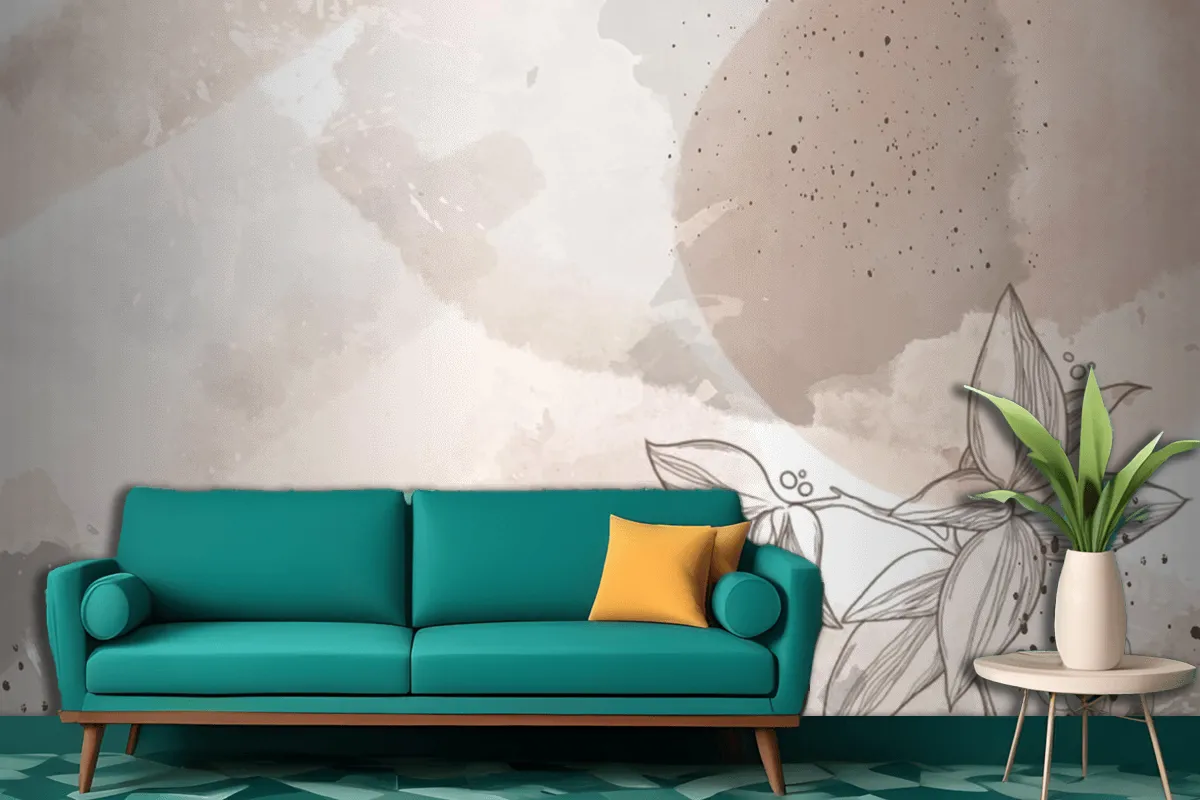 Watercolor Hand Drawn Flowers Living Room Wallpaper Mural