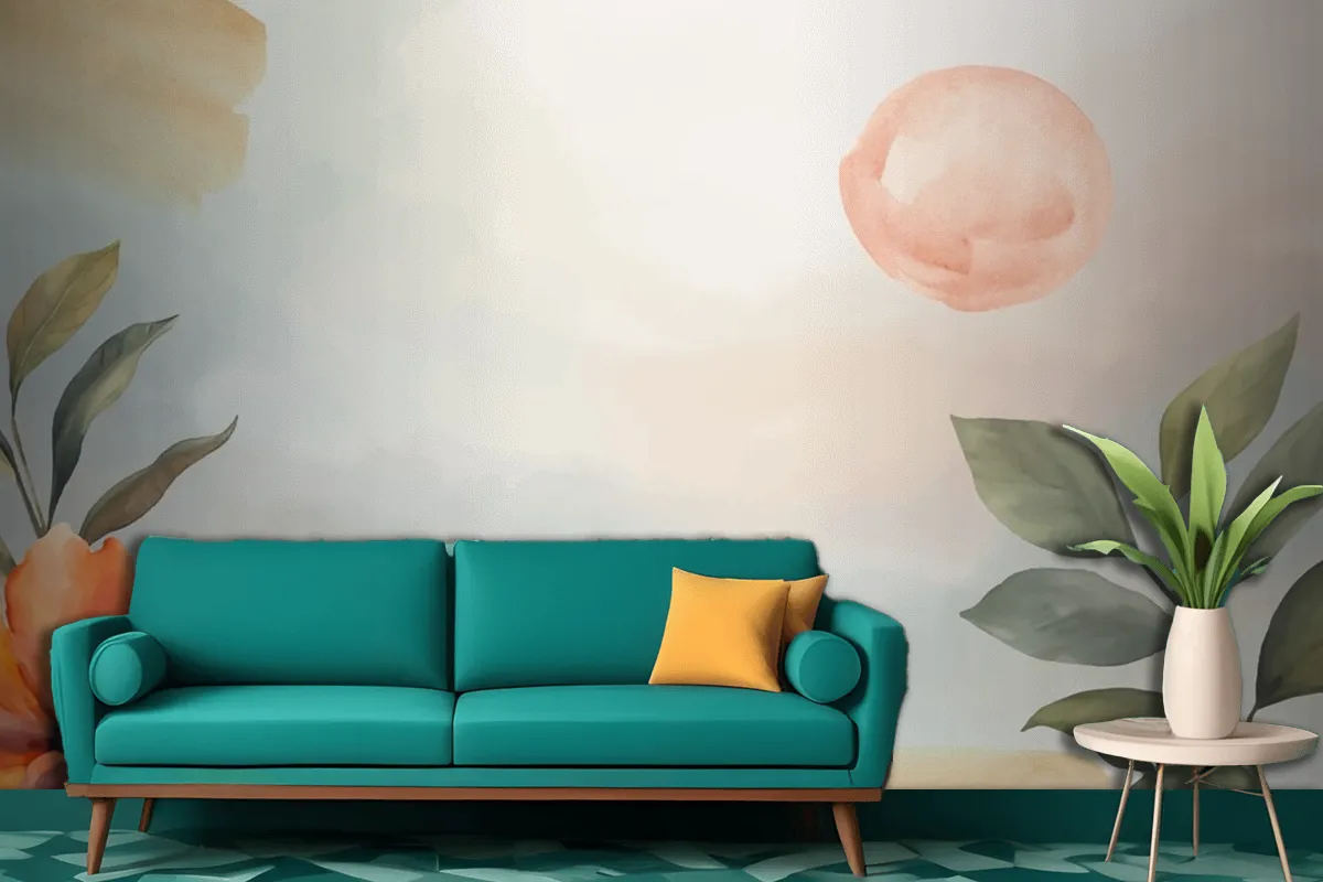 Watercolor Soft Earth Tones Background Living Room Wallpaper Mural