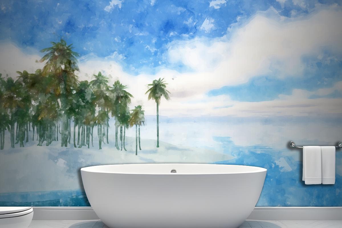 Watercolor Summer Tropical Background Wallpaper Mural