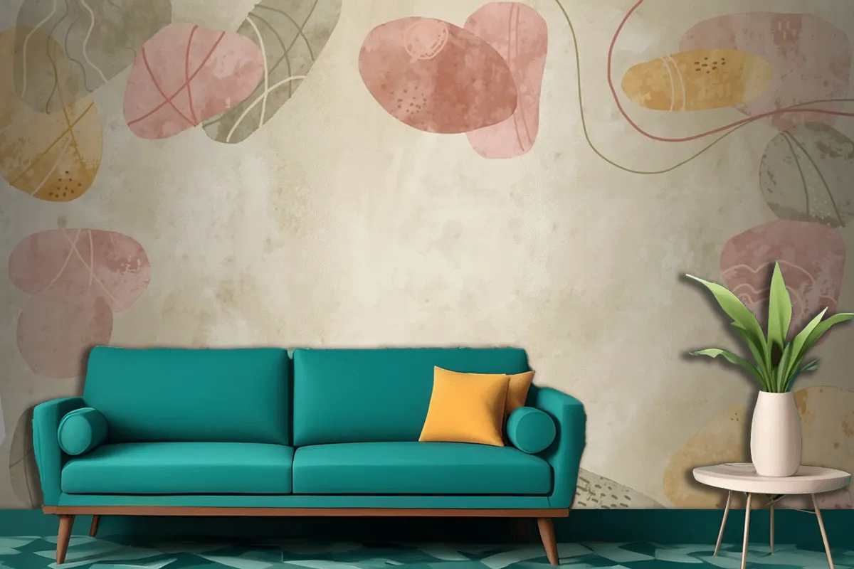 Watercolor Terracota Background Living Room Wallpaper Mural