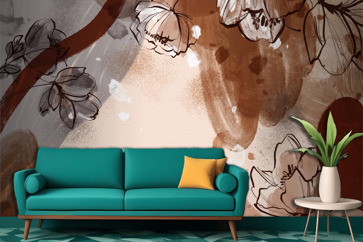 Watercolor Terracotta Background Living Room Wallpaper Mural