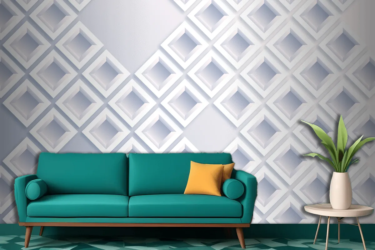 White Abstract 3D Paper Style Living Room Wallpaper Mural