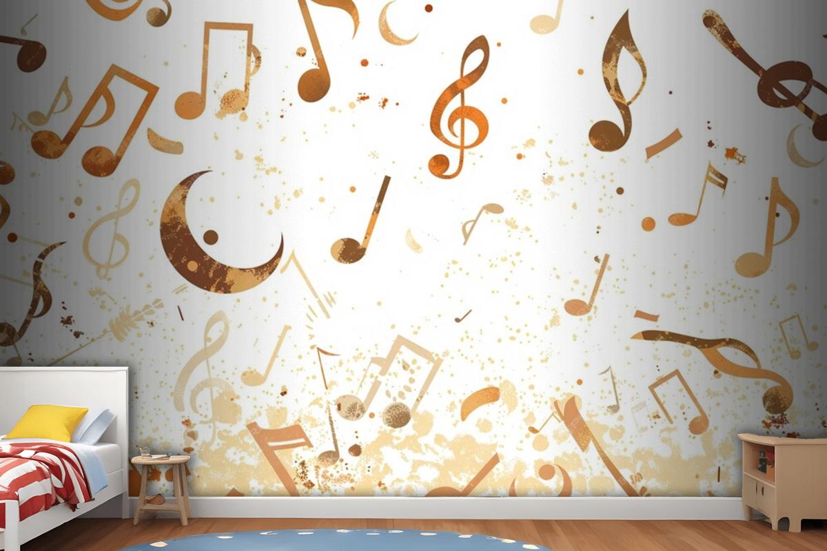 A Group Of Musical Notes Flying Through The Air Wallpaper Mural