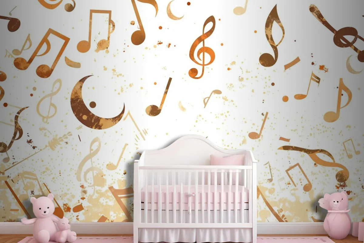 A Group Of Musical Notes Flying Through The Air Wallpaper Mural