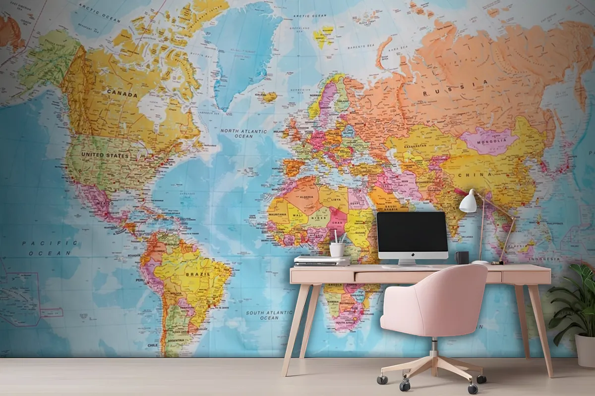 A Political Map Of The World Wallpaper Mural