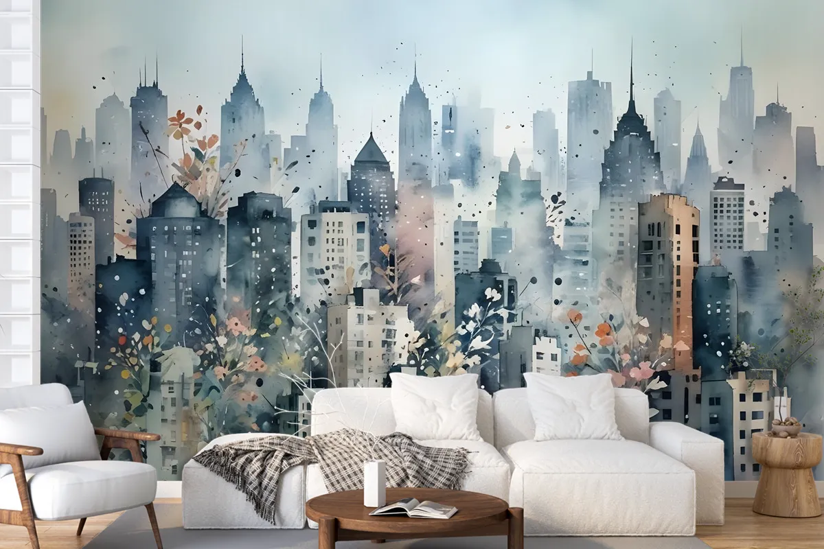 Abstract City Landscape Wallpaper Mural