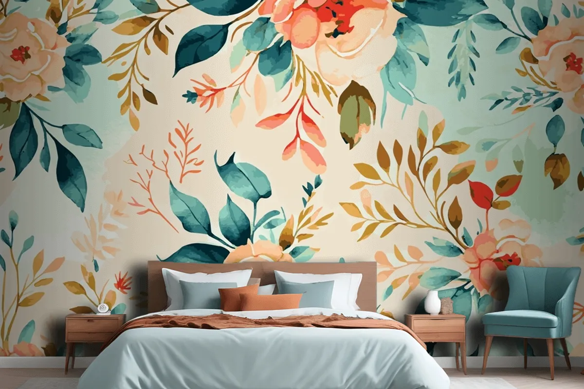 Abstract Floral Art Background Wallpaper Mural