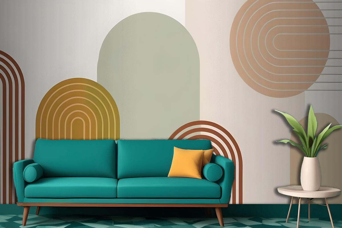 Abstract Geometric Shapes In Earthy Tones Wallpaper Mural