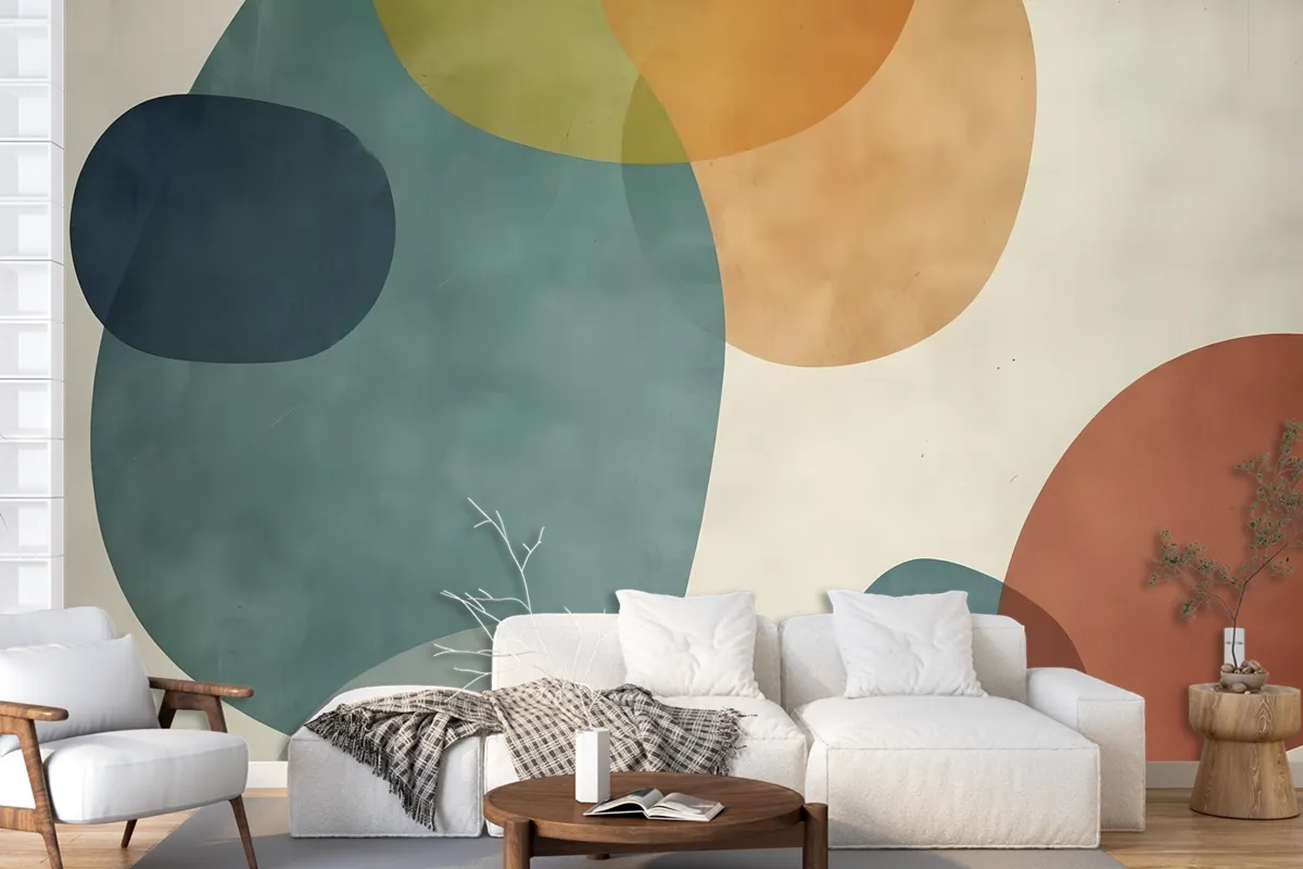 Abstract Geometric Shapes Paintbrush Art Wallpaper Mural