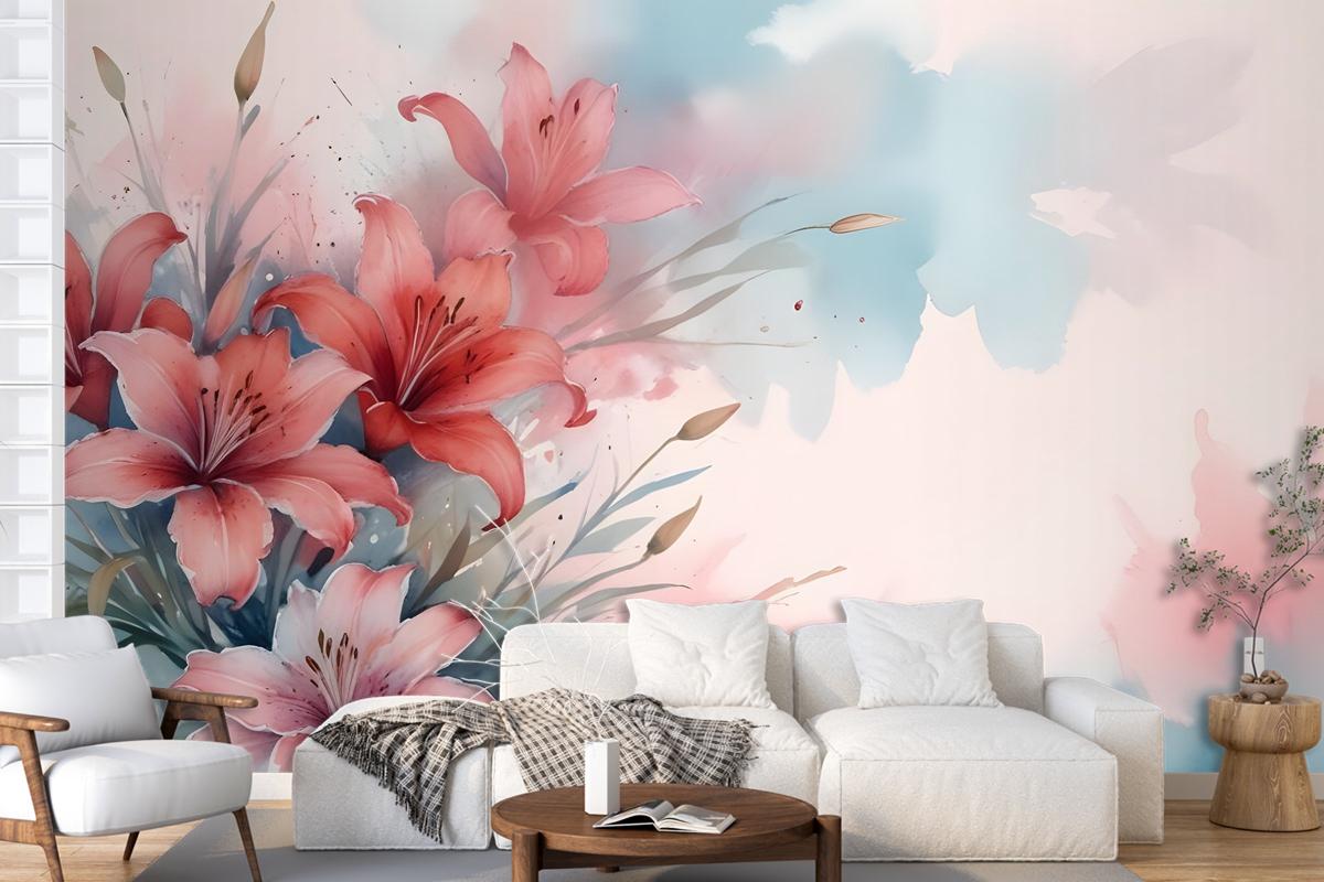 Abstract Lily Wallpaper Mural