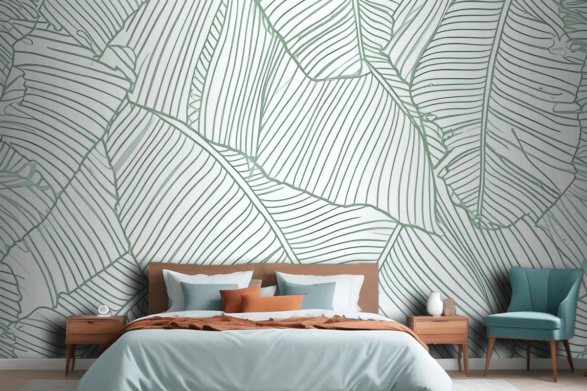 Abstract Lines Palm Leaves Wallpaper Mural