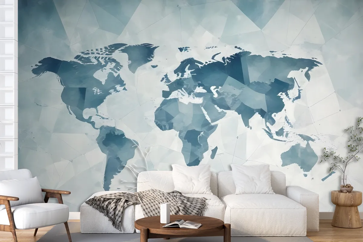 Abstract Map With Geometric Line Wallpaper Mural